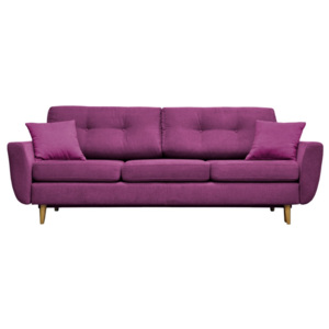 Fioletowa sofa rozkładana z jasnymi nogami Mazzini Sofas Rose