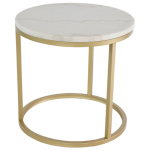 Marmurowy stolik z konstrukcją z mosiądzu RGE Accent, Ø 50 cm
