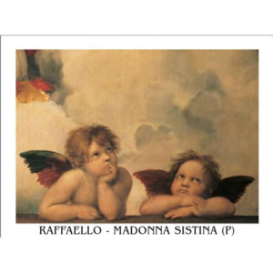 Reprodukcja Raphael Sanzio - Sistine Madonna detail Cherubs Angels 1512, Raffaello, (30 x 24 cm)