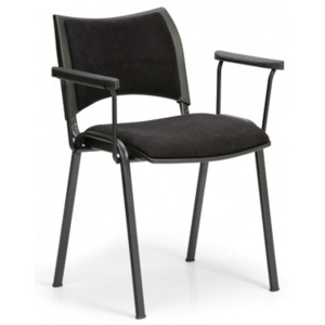 Krzesła konferencyjne SMART - czarne nogi, z podłokietnikami, czarny
