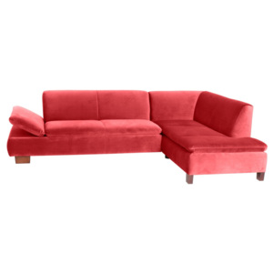 Jasnoczerwona sofa narożna prawostronna z regulowanym podłokietnikiem Max Winzer Terrence Williams