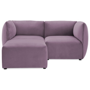 Liliowa 2-osobowa sofa modułowa z podnóżkiem Vivonita Velvet Cube
