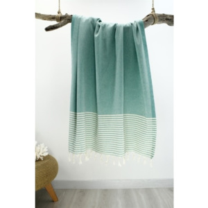 Ręcznik hammam Marine Style Green & White, 100x180 cm