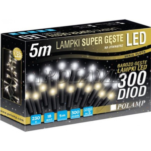 Lampki choinkowe LED białe ciepłe super gęste 300 diod. Zewnętrzne