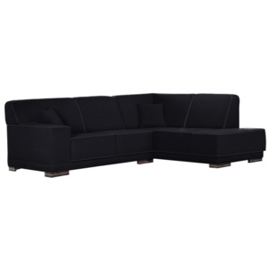 Czarna sofa narożna prawostronna z antracytowymi elementami L'Officiel Cara Black