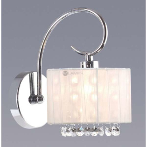 Dekoracyjna LAMPA ścienna SPAN MBM1583/1 Italux abażurowy KINKIET glamour kryształki crystal OPRAWA organza mgiełka chrom biała
