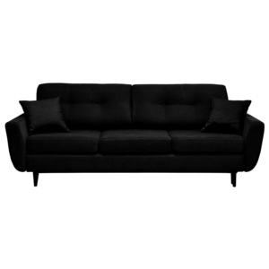 Czarna 3-osobowa sofa rozkładana z czarnymi nogami Mazzini Sofas Jasmin