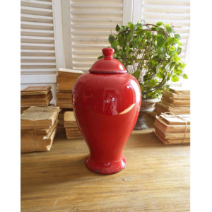 Czerwone wazon ceramiczny z pokrywką Orchidea Milano, 38 cm