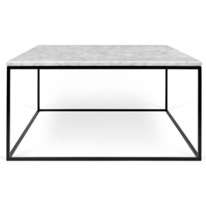 Biały stolik marmurowy z czarnymi nogami TemaHome Gleam, 75 cm
