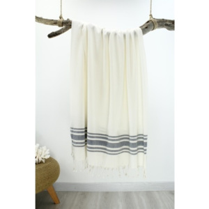 Szaro-biały ręcznik kąpielowy Hammam Bamboo Style, 90x180 cm