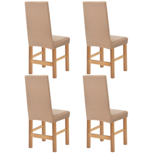 Elastyczne pokrowce na krzesła, prążkowane, 4 szt., beżowe