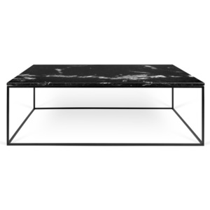 Czarny stolik marmurowy z czarnymi nogami TemaHome Gleam, 120 cm
