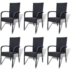 Krzesła ogrodowe, 6 szt., polirattan, czarne (3x42486)
