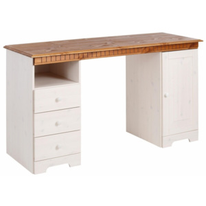 Białe biurko z litego drewna sosnowego Støraa Linda