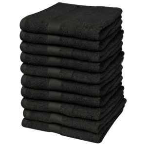Ręczniki, 10 szt., bawełna, 500 g/m², 30x50 cm, czarne