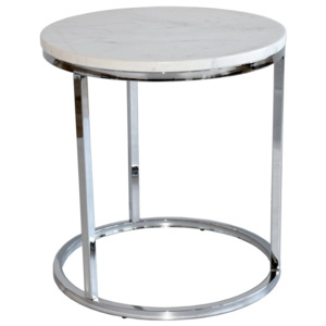 Biały stolik marmurowy z chromowaną konstrukcją RGE Accent, ⌀ 50 cm
