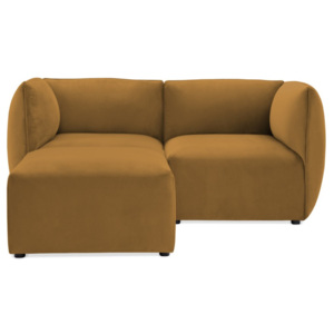 Musztardowa 2-osobowa sofa modułowa z podnóżkiem Vivonita Velvet Cube
