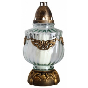 Szklany lampion z dekorem plastycznym Secese, złoty