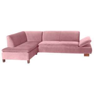 Różowa sofa narożna lewostronna z regulowanym podłokietnikiem Max Winzer Terrence Williams