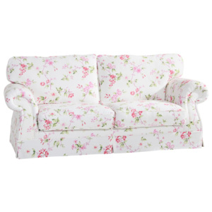 Różowo-biała sofa trzyosobowa w kwiaty Max Winzer Mina