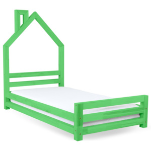 Zielone łożko dziecięce z drewna sosnowego Benlemi Wally, 80x160 cm