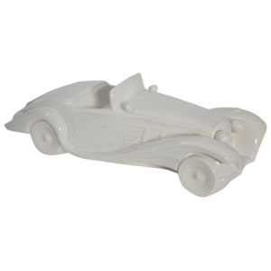 Biała dekoracyjna figurka auta z ceramiki Mauro Ferretti Macchina Old