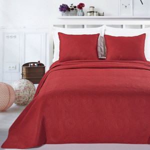 Czerwona narzuta z poszewkami na poduszki z mikrowłókna DecoKing Elodie, 220x240 cm