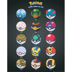 Plakat, Obraz Pokemon - Pokeballs, (40 x 50 cm)