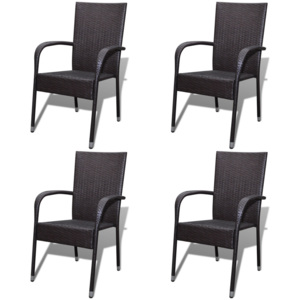 Krzesło ogrodowe, 4 szt., rattan PE, brązowe (2x42487)