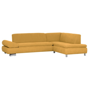 Żółta sofa narożna prawostronna z regulowanym podłokietnikiem Max Winzer Palm Bay