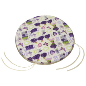 Bellatex Siedzisko Gita gładkie okrągłe Provence – Bukiet lawendy, 40 cm