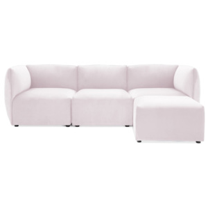 Jasnofioletowa 3-osobowa sofa modułowa z podnóżkiem Vivonita Velvet Cube