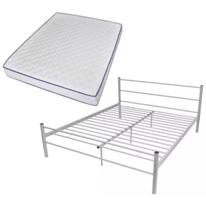 Podwójne łóżko metalowe z materacem Memory Foam 160x200cm szare