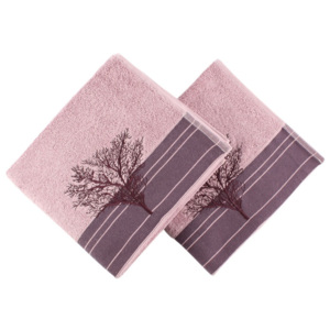 Zestaw 2 burgundowych ręczników Infinity, 50x90 cm