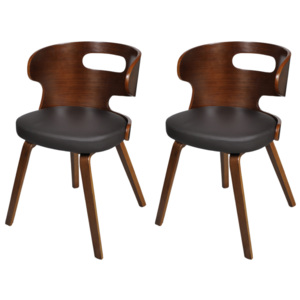 Krzesła do jadalni, 2 szt., drewno i sztuczna skóra, brązowe