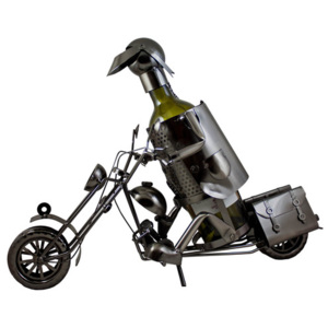 Metalowy stojak na wino MOTOCYKLISTA 3 - dla miłośnika motoryzacji