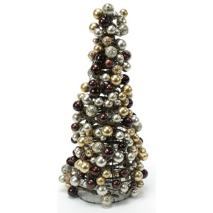 Brązowa choinka dekoracyjna ze srebrnymi elementami Ixia Tree, wys. 35 cm