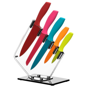 Zestaw 5 kolorowych noży ze stojakiem Premier Housewares Soft Grip