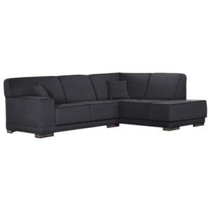 Antracytowa sofa narożna prawostronna z czarnymi elementami L'Officiel Cara Anthracite