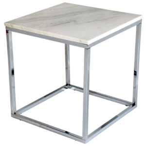 Biały stolik marmurowy z chromowaną konstrukcją RGE Accent, szer. 50 cm