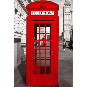 Plakat, Obraz Londyn - telephone box, (61 x 91,5 cm)