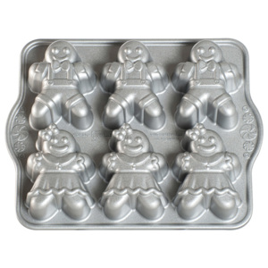 Nordic Ware Forma do 6 piernikowych ludzików Gingerbread Kids Bundt® srebrna