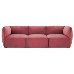 Czerwonoróżowa 3-osobowa sofa modułowa Vivonita Velvet Cube