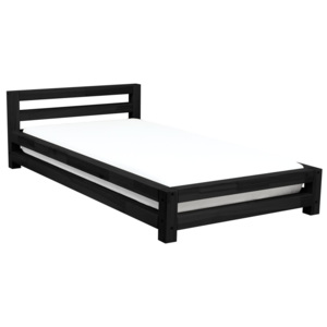 Czarne 1-osobowe łóżko dziecięce z drewna sosnowego Benlemi Single, 80x160 cm