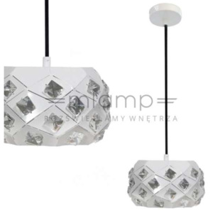 Wisząca LAMPA glamour DELPHI 31-57648 Candellux metalowa OPRAWA zwis z kryształkami crystal biały