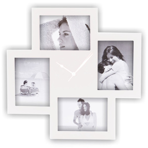 Biały zegar z 4 ramkami na zdjęcia Tomasucci Collage