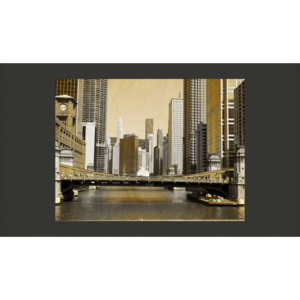 Fototapeta - Most w Chicago (efekt vintage)