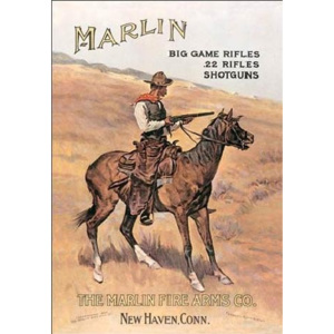 Metalowa tabliczka Marlin - cowboy on horse, (26 x 41 cm)