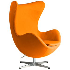 Pomarańczowy Fotel JAJO Wełna Naturalna Inspirowany Projektem Egg Chair