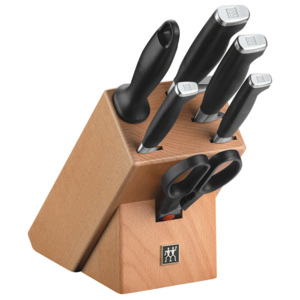 ZWILLING Zestaw noży 7 sztuk ze stojakiem, stalką i nożyczkami TWIN® Four Star II